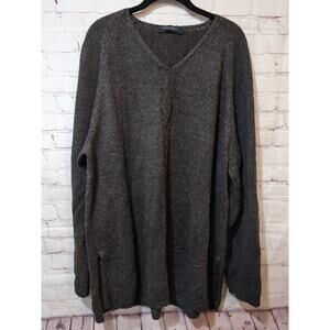 Marina Rinaldi Basic Sz L Gray Cable Knit Sweater Virgin Wool Mohair Blend Italy